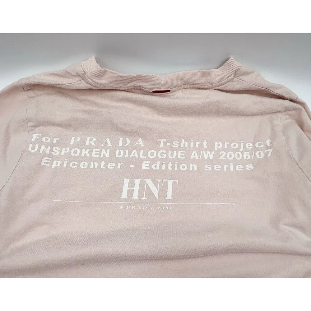 Prada Winter 2006 Light Pink Long Sleeve Graphic Tee 